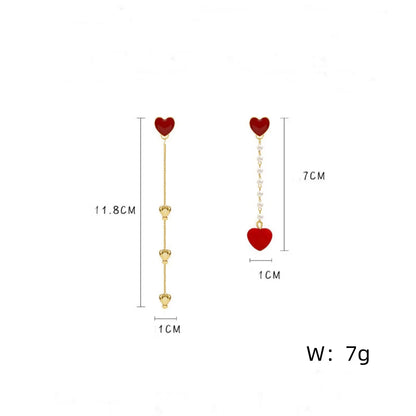 Korean Asymmetric Hollow Black Heart Dangle Earrings For Women Temperament Exaggerated Love Heart Drop Earrings Wedding Jewelry