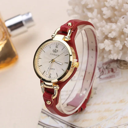 Vintage Ultra-thin Leather Strap Women Quartz Watch Fashion Ladies Wristwatches Clock Gift Reloj Mujer