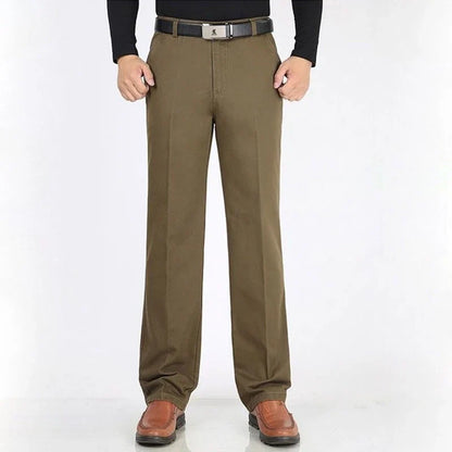 Winter Men's Thicken Fleece Casual Pants Stretch Loose Straight Warm Business Trousers Velvet Fashion Leisure Office Suit Pants