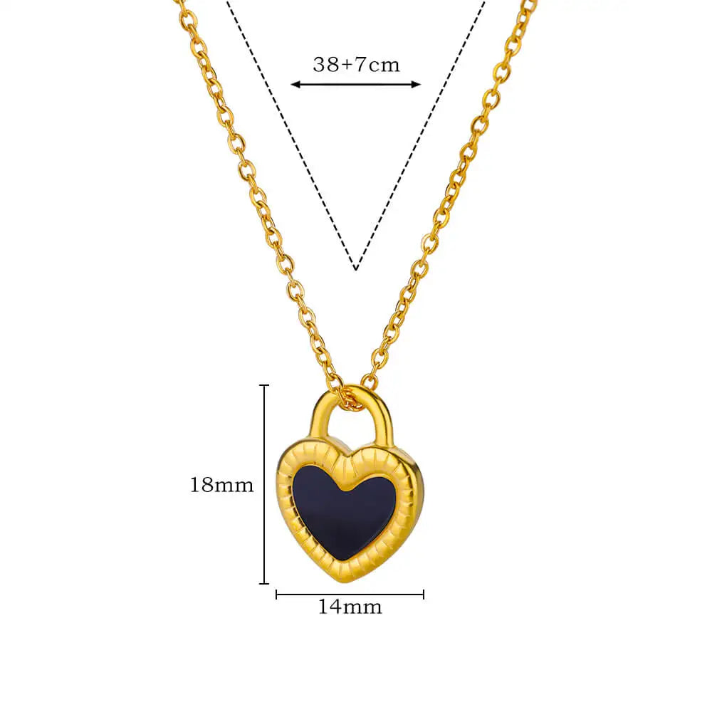 Stainless Steel Love Heart Pendant Necklace For Women Fashion Gold Color Flower Necklace Couple Aesthetic Jewelry Accessories