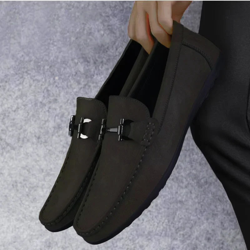 Men's shoes large size simple men's lazy casual shoes for men's black light driving loafers men's shoes leather shoes