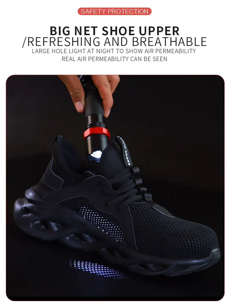 Comfortable Indestructible Safety Shoes Men Work Sneakers Light Security Boots Men Puncture-Proof Work Boots Steel Toe Shoes