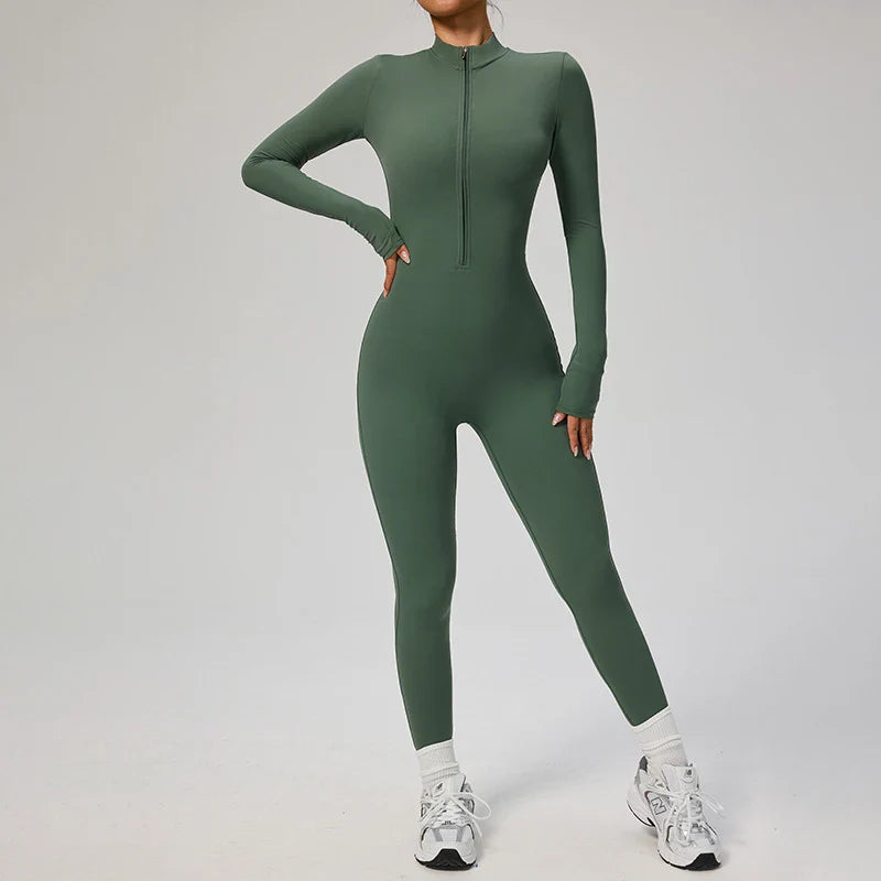 Zipper Jumpsuit Women Quick Dry Clothing Sportswear Woman Gym Yoga Sport Sets Spandex Nylon Workout Sets Women Tracksuit