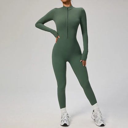Zipper Jumpsuit Women Quick Dry Clothing Sportswear Woman Gym Yoga Sport Sets Spandex Nylon Workout Sets Women Tracksuit