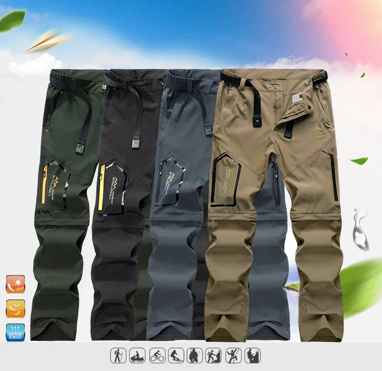 Men's Lightweight Convertible Cargo Tactical Pants Zip off Outdoor Hiking Stretch Work Pants Trekking Camping Trousers