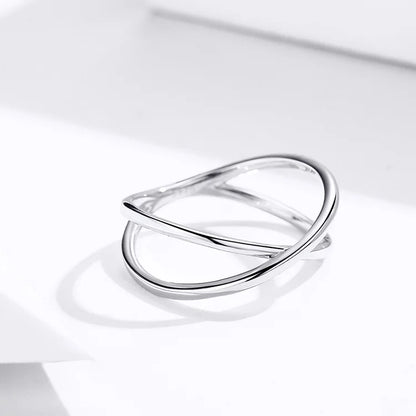 14K Gold Plated X Ring Dainty Minimalist 925 Sterling Silver Cross Ring for Women Promise Jewelry 2 Colors SCR543