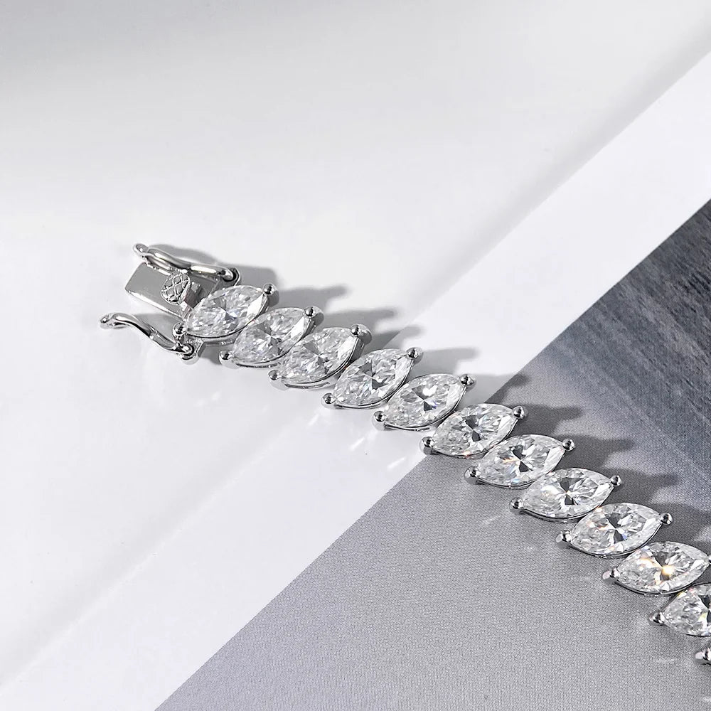 4x8MM D Color Marquise Cut Moissanite Bracelet 100% 925 Sterling Silver For Women Wedding Party Fine Jewelry