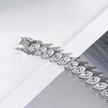 4x8MM D Color Marquise Cut Moissanite Bracelet 100% 925 Sterling Silver For Women Wedding Party Fine Jewelry