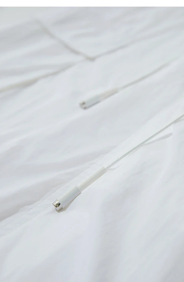 Vacation Long Skirt 2025 Summer Women Loose Sun Protection Office Lady Solid Pockets Elastic Waist Cord Slit Skirt 12542106