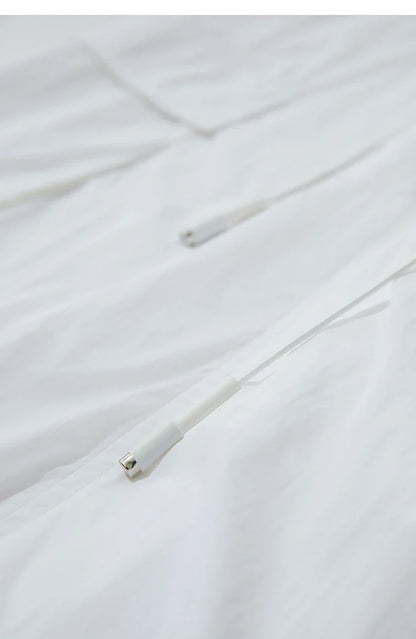 Vacation Long Skirt 2025 Summer Women Loose Sun Protection Office Lady Solid Pockets Elastic Waist Cord Slit Skirt 12542106