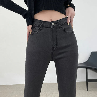 Skinny Jeans for Woman Super Stretch Blue Gray Denim Pants