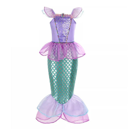 Little Mermaid Ariel Princess Dress for Girl Cosplay Mermaid Party Costume Princess Fancy Vestidos Children Carnival Clothes