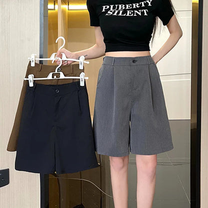 Large Size Women Summer Casual Suit Shorts Lady Comfortable Office Work Wide Leg Short Pants Female Daily Baggy Versatile Pants