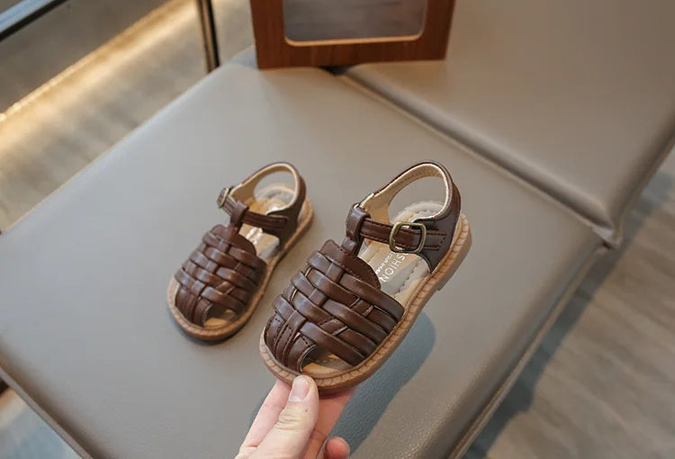 Kids Sandals 2026 Summer Sandals for Boy Fashion Children Cut-Outs Beach Shoes Braided Style Causal Walking Flat Sandals