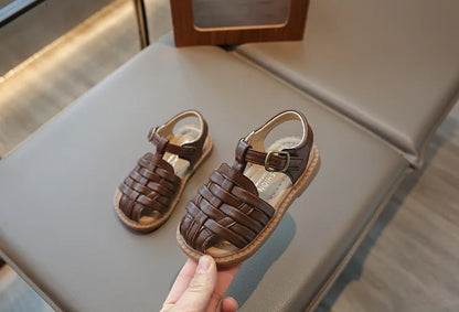 Kids Sandals 2026 Summer Sandals for Boy Fashion Children Cut-Outs Beach Shoes Braided Style Causal Walking Flat Sandals