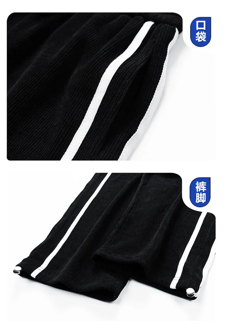 Big Size 8xl 7xl Corduroy Men's Tracksuit Set Black Hoodie Pants 2pcs Suits Autumn Winter Jacket Hooded Oversize Sportswear Man