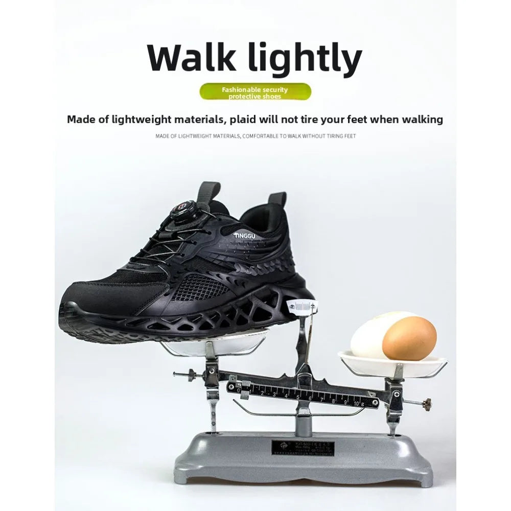 Men's Summer Mesh Labor Protection Shoes Anti-Smashing Wear-Resistant Outdoor Construction Site Protection Work Shoes Anti-Pierc