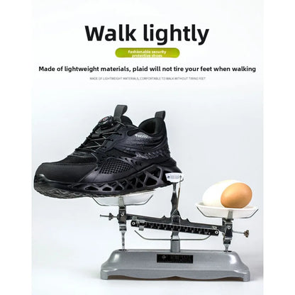 Men's Summer Mesh Labor Protection Shoes Anti-Smashing Wear-Resistant Outdoor Construction Site Protection Work Shoes Anti-Pierc
