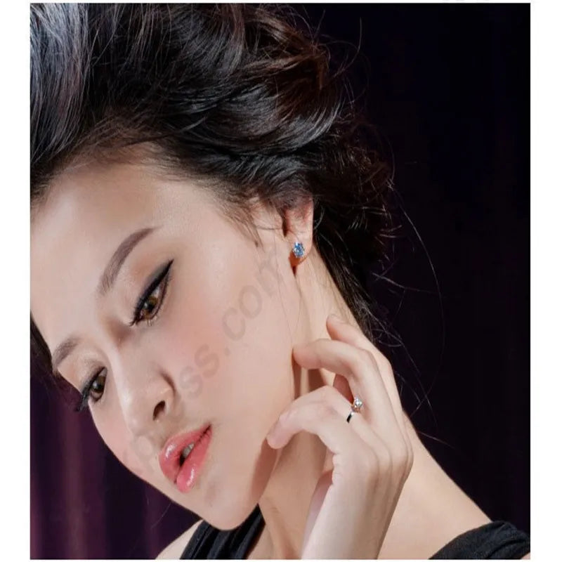 Elegant Classic Real 925 Sterling Silver Finger Rings Jewelry Crystal Cubic Zircons
