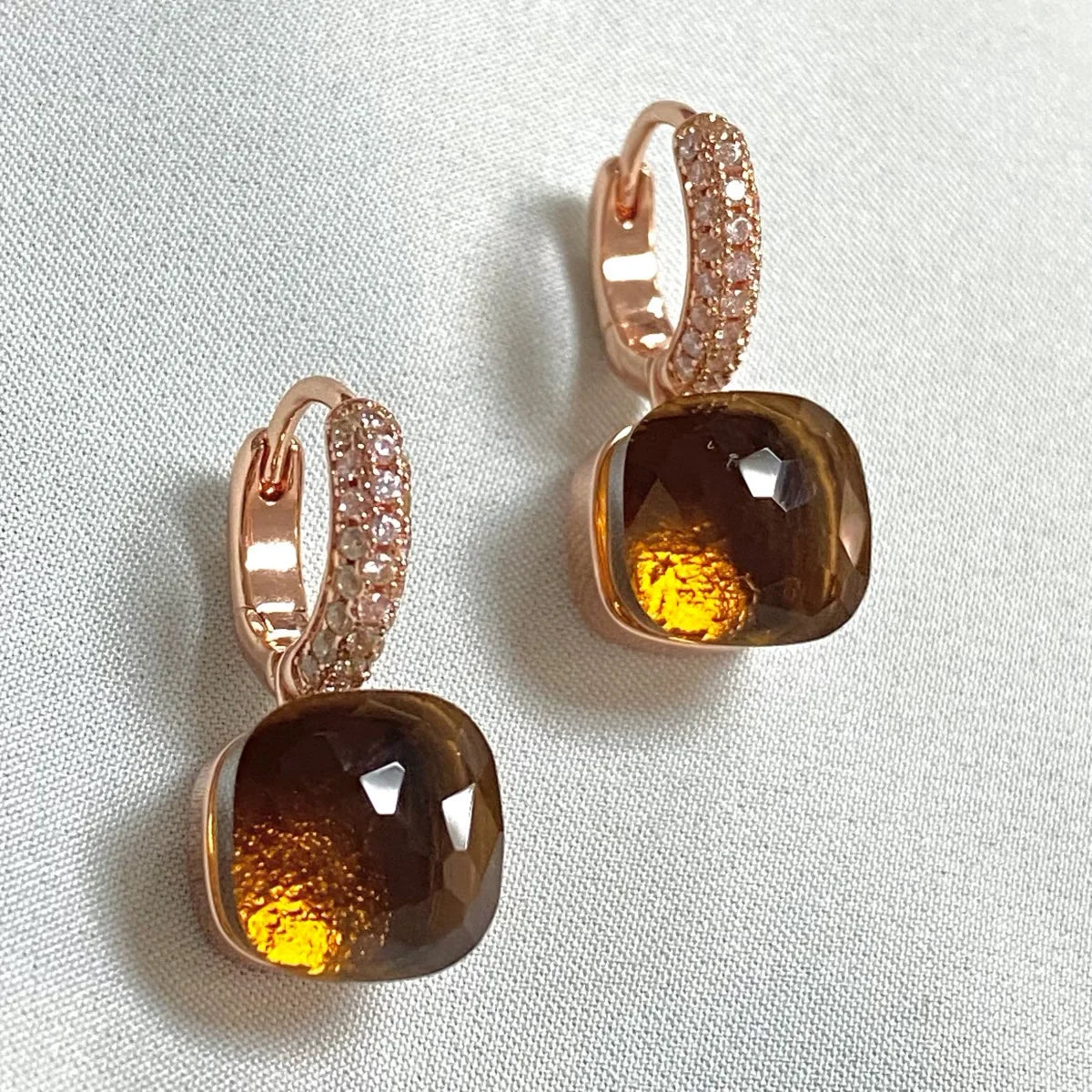 Classic Candy Color Earrings Inlay Transparent Zircon 27Colors Crystal Earrings Rose Gold Plated Fashion Jewelry For Women