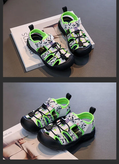 2026 New Kids Sport Sandals Children's Design Hollow-out Multicolor Sandals Soft Flat Strappy Sandals Girls Cute Beach Shoes