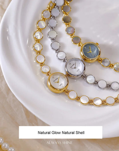 Luxury Ladies Watches Gold Small Dial Natural Shell Bracelet Clock Gifts For Women Lady Fashion Dress Quartz Wristwatch