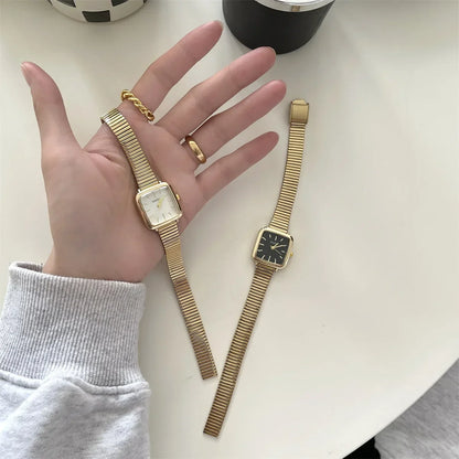 Brand Simple Quartz Watch for Women Retro Luxury Gift Ladies Watches Small Dial Adjustable Stainless Steel Strap Wristwatches