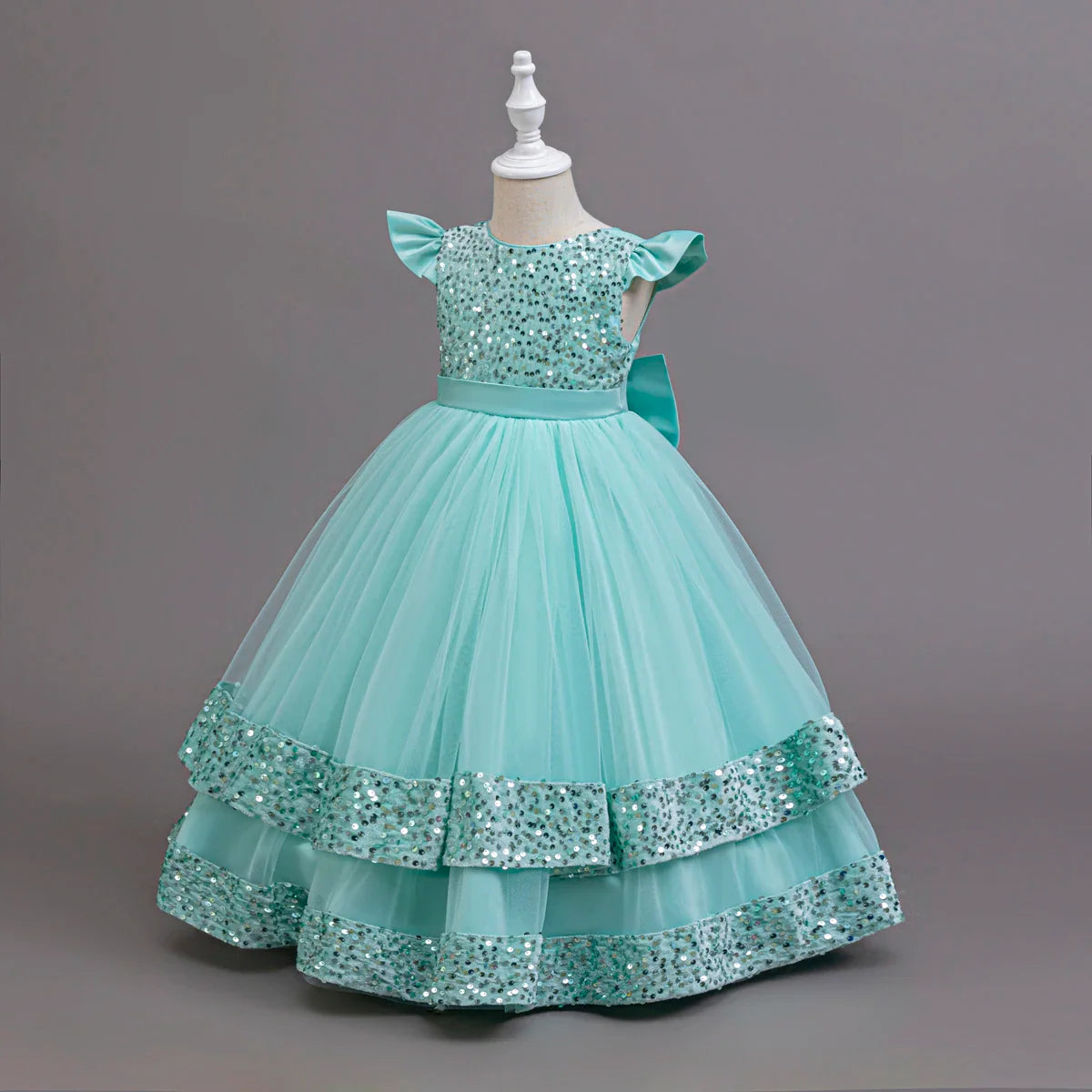 2025 New Elegant Girl Wedding Dress Sequined Mesh Princess Dress 4-12 Year Old Girl Graduation Party Prom Evening Dress