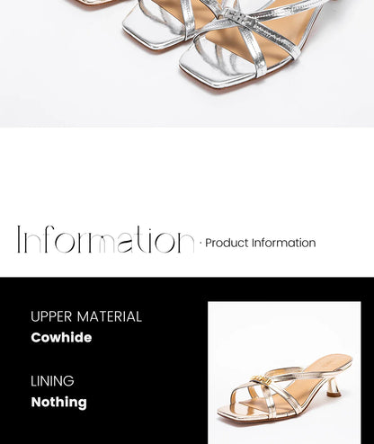 Women's Sandals Summer Cowhide New Thin Belt Business Fashion Sandals Wedding and Dinner Shoes