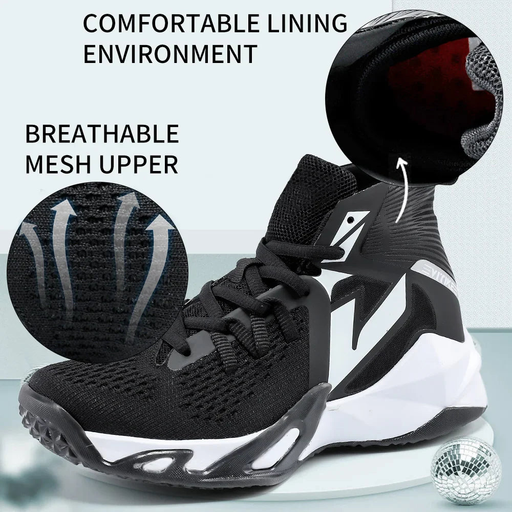 Kids Basketball Shoes Sneakers Durable  Non-Slip Running Shoes Secure for Little Kids Big Kids and