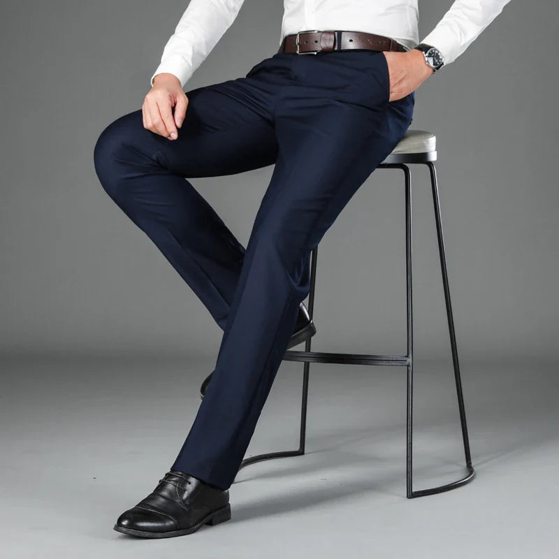 Spring Summer Suit Pants Men Smart Casual Solid Color Dress Pants Classic Straight Fashion Office Suit Trousers Mens Clothing