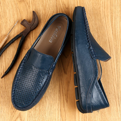 Summer Men Casual Shoes Leather Moccasins Breathable Slip on Boat Shoes Italian Luxury Brand Mens Driving Loafers Size 37-47