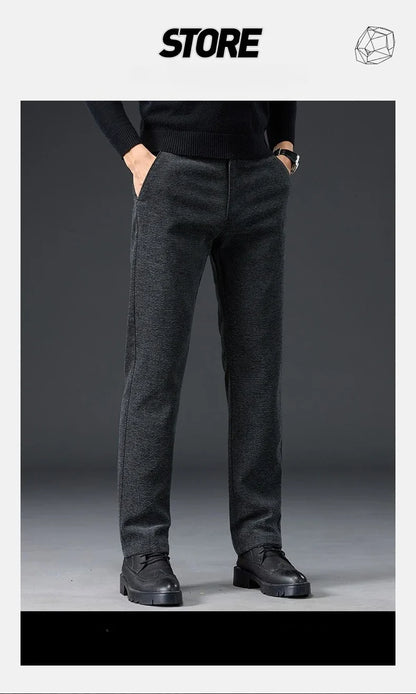 Men's Slim Fit Chenille Long Pants Advanced Business Casual Trousers Trend Autumn Comfortable Daily Wear Male Clothing