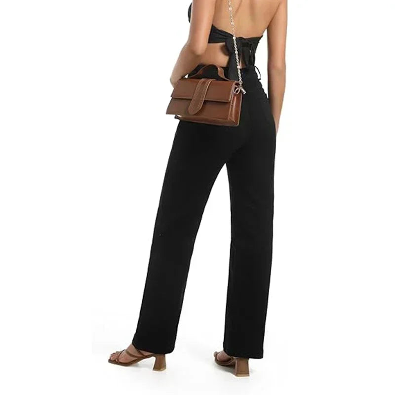 Ins Fashion Jeans Women Comfortable High Waisted White Jeans Girls Thin Stretch Denim Pants Female Straight Leg Trousers