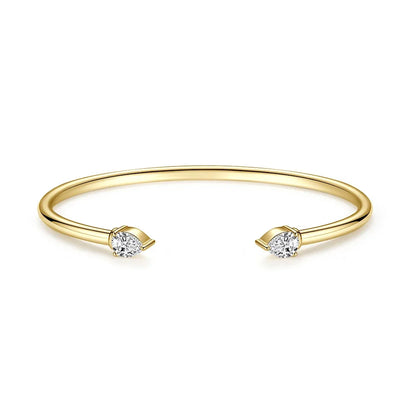 2-Stone Waterdrop Shape Moissanite Bangles For Women 100% S925 Silver 2cttw Pear Cut Diamond Open Cuff Bracelet With Certificate