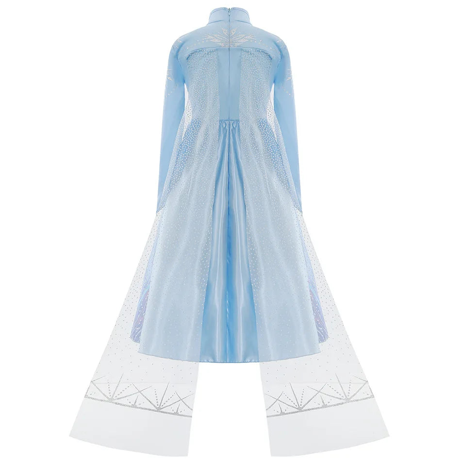 2026 Elsa Kids Princess Costume For Girl Birthday Party Long Sleeve Halloween Cosplay Carnival Clothing Kids Dress For Girls