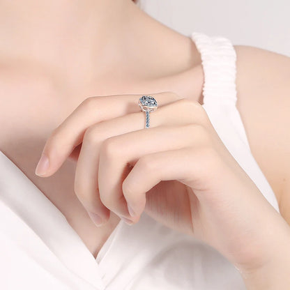 D Color Moissanite Ring 925 Sterling Silver with White Gold Plated Lab Diamond Rings for Women Wedding Band Jewelry Gifts