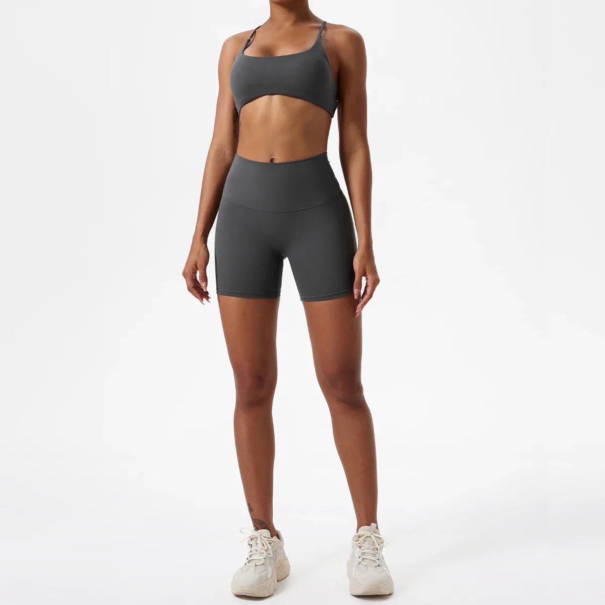 Two Pieces Yoga Set Women Gym Shorts Sports Suit Female Soften Skin-Friendly Activewear Beauty Back Women Sportswear