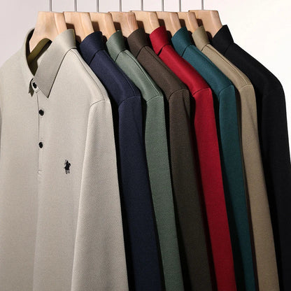 Spring and Autumn Pure Cotton Men's Long Sleeve Collar T-shirt Business Casual Fashion Comfortable Versatile Polo Shirt