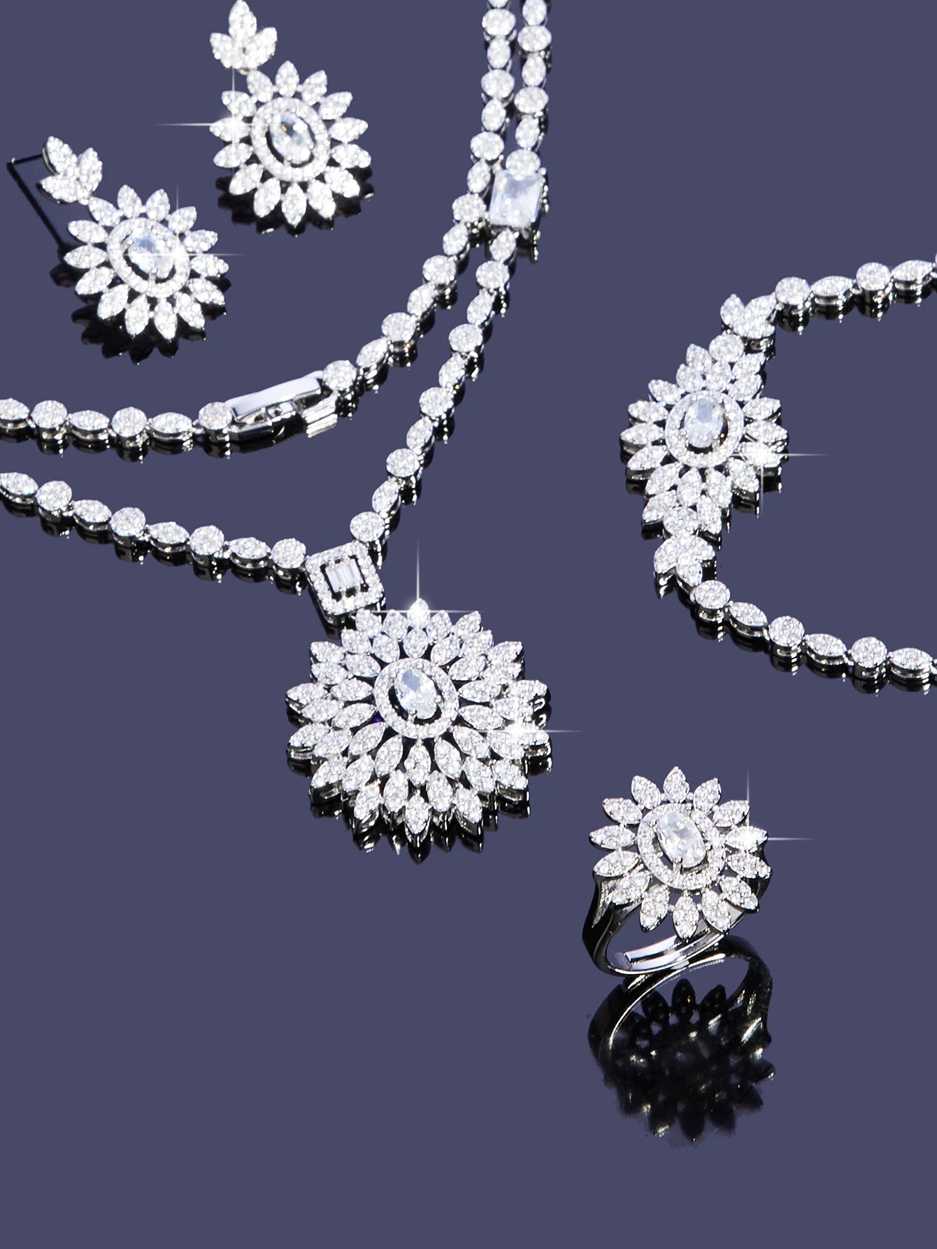 Sweater Long Necklace Earring Jewelry Sets For Women Wedding Party Zircon CZ African Dubai Bridal Jewelry 2024