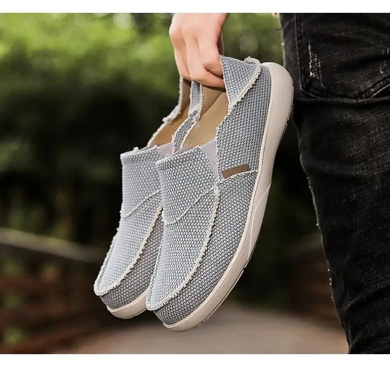 2024 Summer Men Canvas Shoes Espadrilles Breathable Casual Shoes Men Loafers Comfortable Ultralight Lazy Boat Shoes Big Size 47