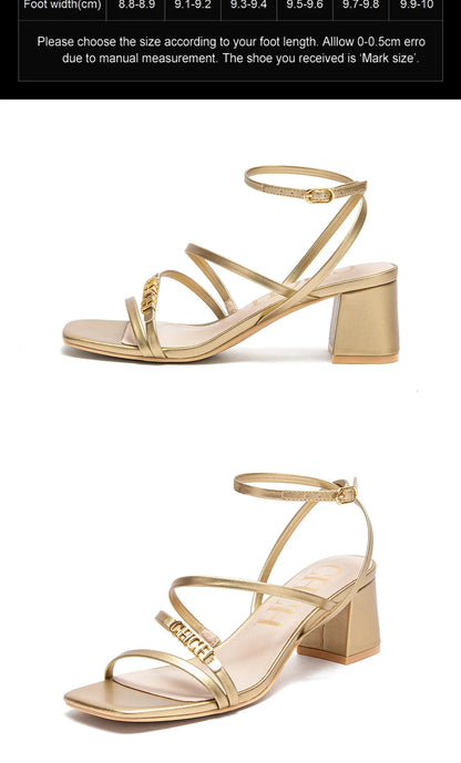 Women's High Heels New Summer Black Strap Casual Shoes Commuting Women's Shoes 6CM