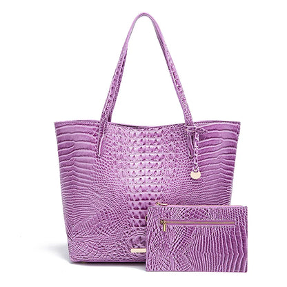 Leather Fashion Two Piece Crocodile Pattern Single Shoulder Tote Bag