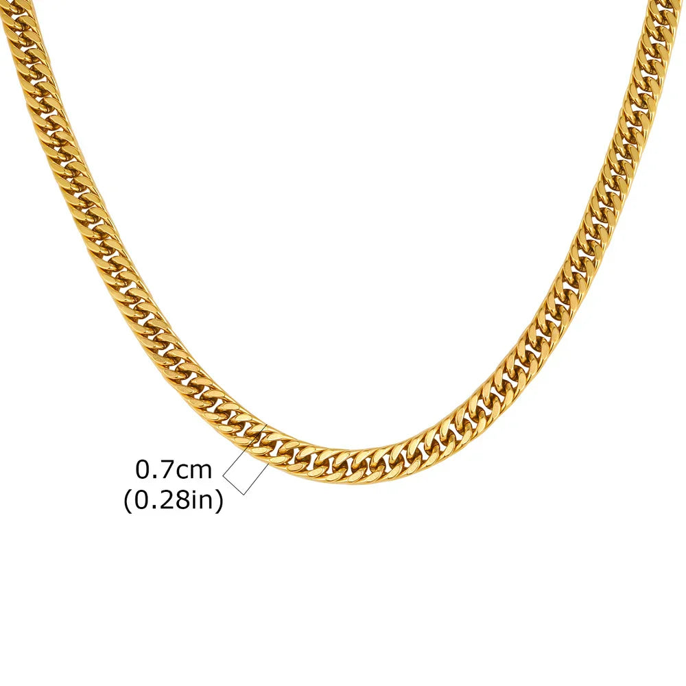 3/5/7/9mm Thick Cuban Chain Necklaces for Men Women,Simple Miami Curb Links Collar,Waterproof Stainless Steel Unisex Chain