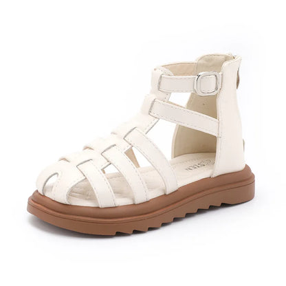 2024 Summer Kids Sandals for Girls New Fashion Children Thick Bottom High-top Roman Sandals Simple Toddlers Causal Beach Shoes