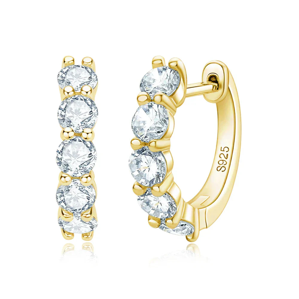 D Color Moissanite Loop Earring 925 Sterling Sliver Plated with 18k White Gold Earring for Women Sparkling Fine Jewelry