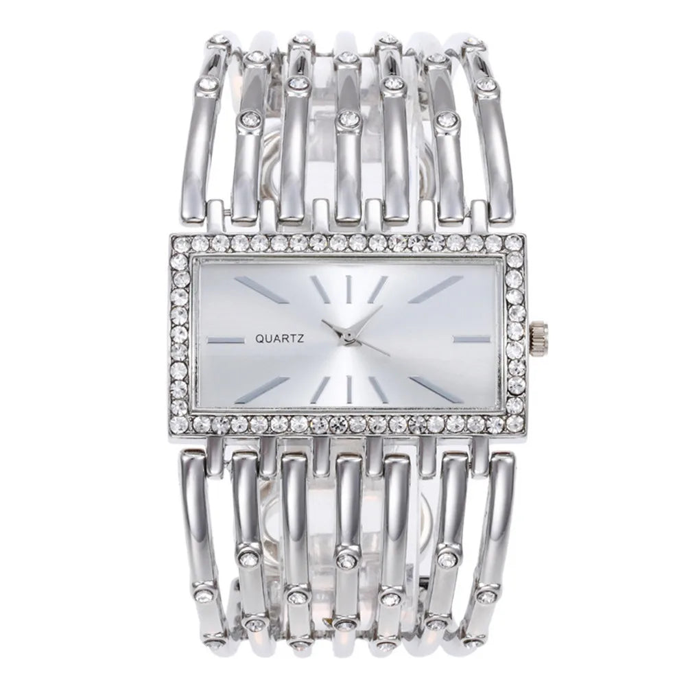 W24 Women's Fashion Quartz Watches Lady's Stainless Steel Bracelet Casual Hollow Clock Girl Wristwatch Jewelry