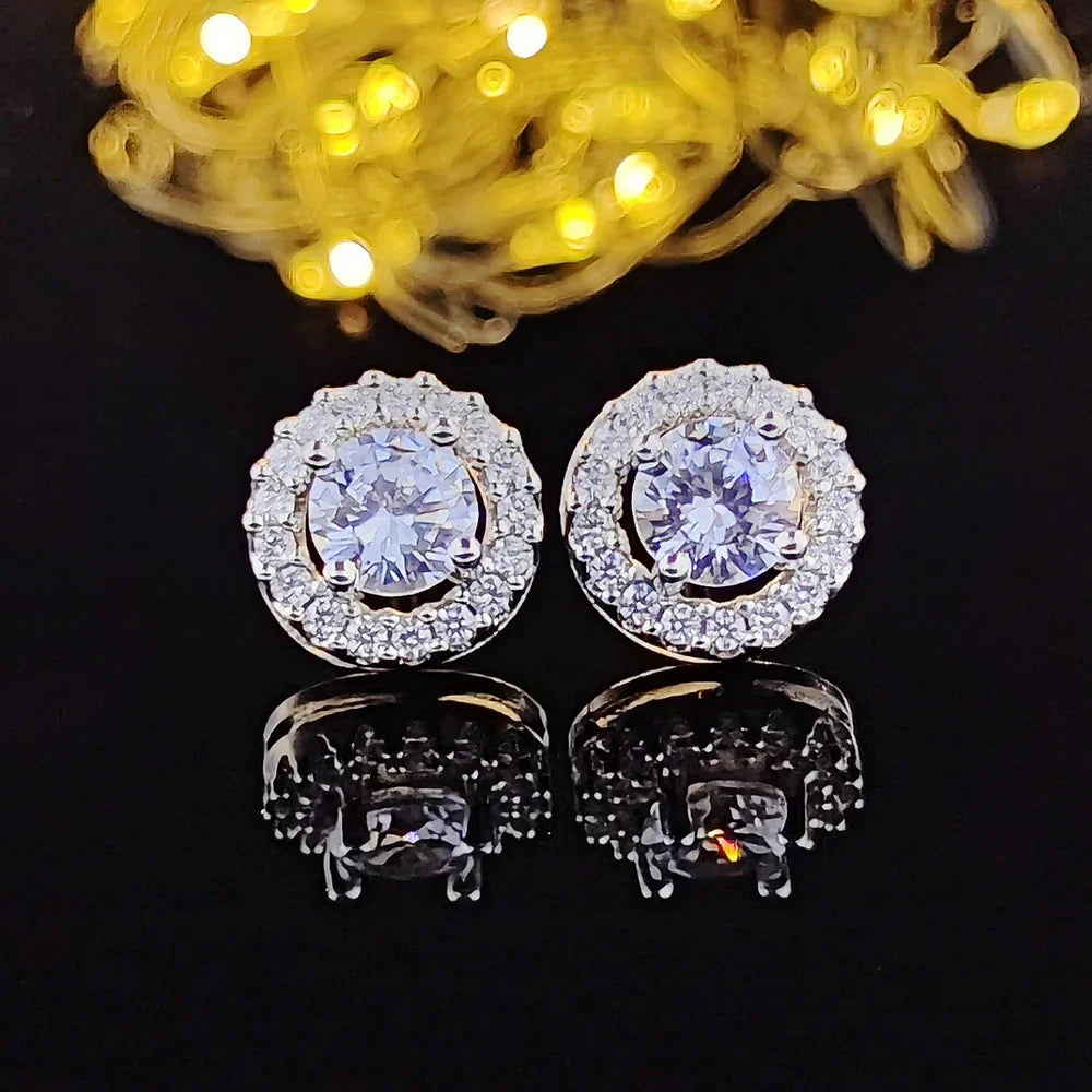 Silver Color Korean Zircon Circle Stud Earrings Brincos for Women Boucle D'oreille Femme Bijoux Gift Jewelry E232