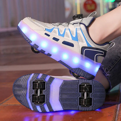 Children's And Teenage Roller Skates - Fashionable Upgraded Edition with Enhanced Stability - Detachable Dual-Use Sports Shoe