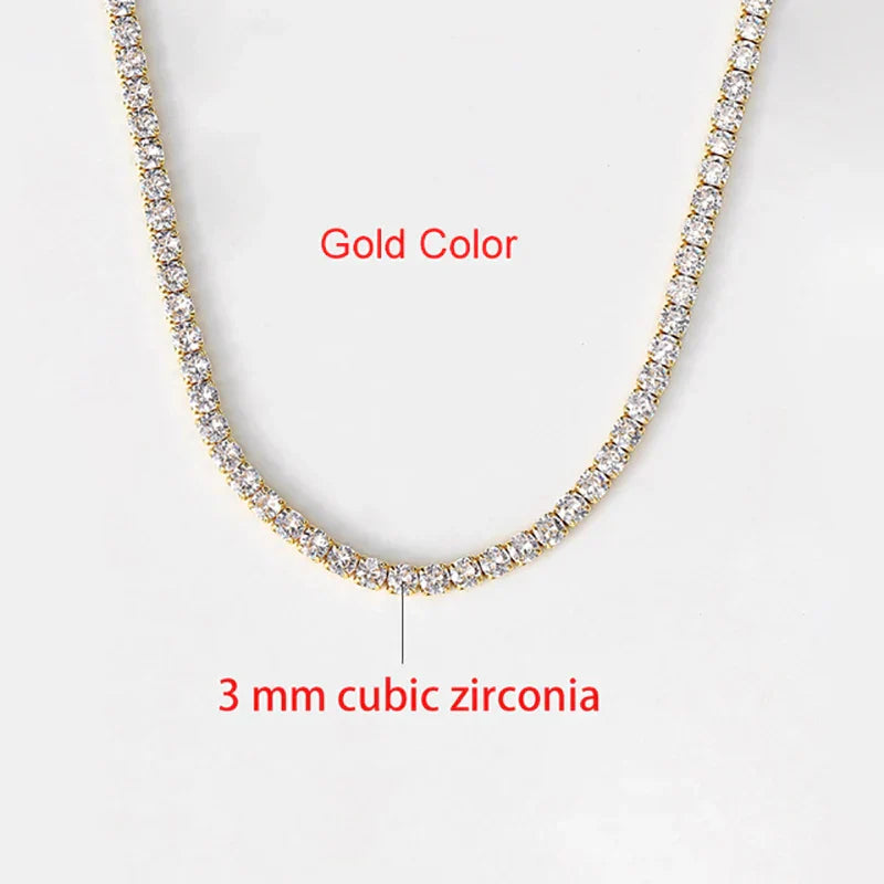 Hip Hop Iced Out Tennis Chain Necklace For Men Women Luxury Cubic Zircon Crystal Short Rock Neck Accessories Jewelry OHN016